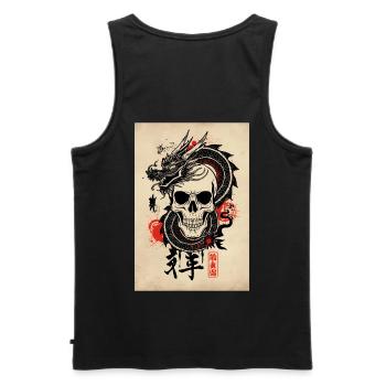 Streetwear Drache Japan Style T-Shirt - Männer Premium Bio Tank Top - Schwarz - Hinten - AI Model Male 178 light (178cm)