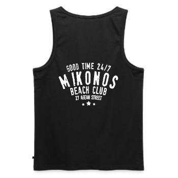 Gute Zeit 24 7 Mykonos Griechenland - Männer Premium Bio Tank Top - Schwarz - Hinten - AI Model Male 178 light (178cm)