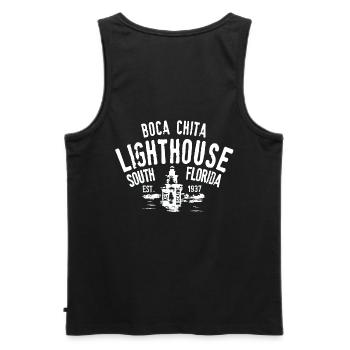 Boca Chita Lighthouse Key Biscayne - Débardeur bio Premium Homme - noir - Dos - AI Model Male 178 light (178cm)