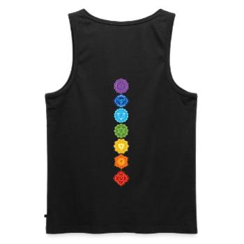 CHAKRAS - Men's Premium Organic Tank Top - black - Back - AI Model Male 178 light (178cm)
