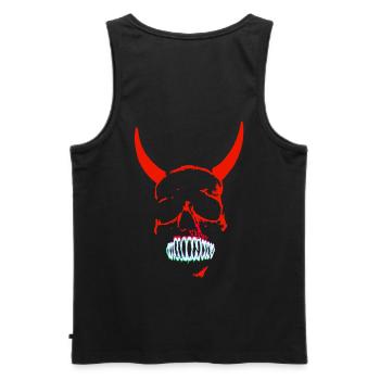 Red Demon Skull Neon - Men's Premium Organic Tank Top - black - Back - AI Model Male 178 light (178cm)
