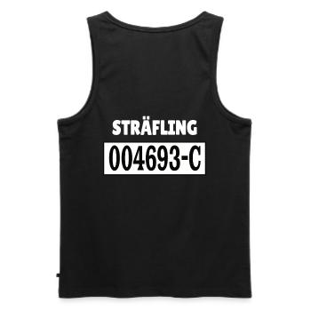 Insasse Häftling Sträfling Gefängnis Knast Outfit - Männer Premium Bio Tank Top - Schwarz - Hinten - AI Model Male 178 light (178cm)
