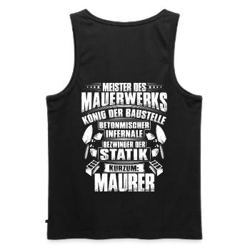 Maurer/Bauarbeiter/Rohbau/Bauberuf/Geschenk - Männer Premium Bio Tank Top - Schwarz - Hinten - AI Model Male 178 light (178cm)