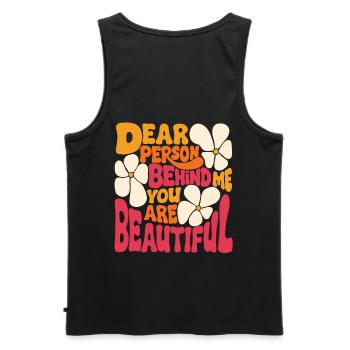 Liebe Person hinter mir. Du bist schön (pink 2) - Männer Premium Bio Tank Top - Schwarz - Hinten - AI Model Male 178 light (178cm)