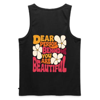 Dear person behind me. You're Beautiful (pink 1) - Men's Premium Organic Tank Top - black - Back - AI Model Male 178 light (178cm)