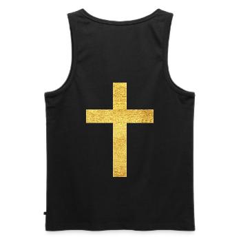 Croix chrétienne symbole de foi et de protection - Débardeur bio Premium Homme - noir - Dos - AI Model Male 178 light (178cm)