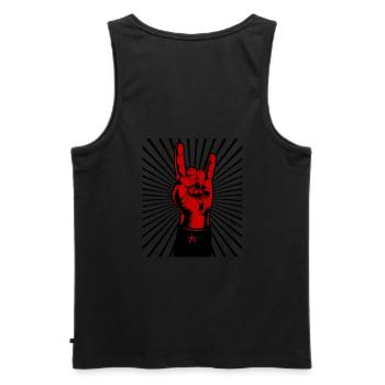 Rock and Roll Hand, Musik Party Festival, Shirt - Männer Premium Bio Tank Top - Schwarz - Hinten - AI Model Male 178 light (178cm)