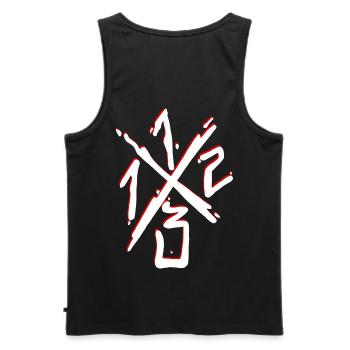 1312 - Männer Premium Bio Tank Top - Schwarz - Hinten - AI Model Male 178 light (178cm)