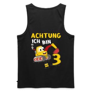 Kinder 3. Geburtstag Jungs mit Bagger, Baustelle - Männer Premium Bio Tank Top - Schwarz - Hinten - AI Model Male 178 light (178cm)