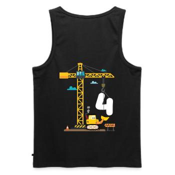 Children 4th birthday boys with crane and excavator, - Men's Premium Organic Tank Top - black - Back - AI Model Male 178 light (178cm)
