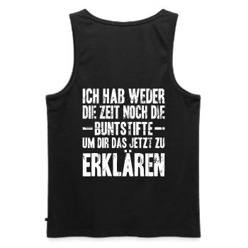 Ich habe werder Zeit noch die Buntstifte - Männer Premium Bio Tank Top - Schwarz - Hinten - AI Model Male 178 light (178cm)
