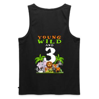 3ème anniversaire pour trois ans enfants dinosaures - Débardeur bio Premium Homme - noir - Dos - AI Model Male 178 light (178cm)