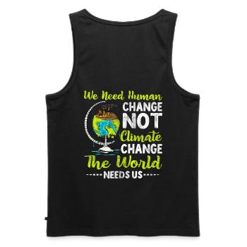 Wir Brauchen Den Menschlichen Wandel, Nicht Den - Männer Premium Bio Tank Top - Schwarz - Hinten - AI Model Male 178 light (178cm)