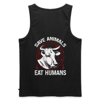 Tiere Fressen Menschen Design Für Tiermissbrauch - Männer Premium Bio Tank Top - Schwarz - Hinten - AI Model Male 178 light (178cm)