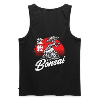 Bonsai Skull Gardening Calligraphy Design - Men's Premium Organic Tank Top - black - Back - AI Model Male 178 light (178cm)