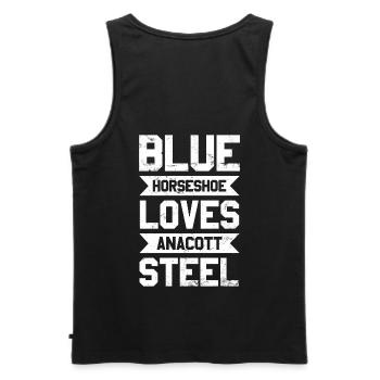 Blue Horseshoe aime Anacott Steel Trading Design - Débardeur bio Premium Homme - noir - Dos - AI Model Male 178 light (178cm)