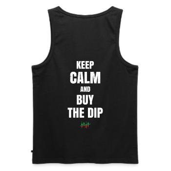 Stay calm and buy the - Men's Premium Organic Tank Top - black - Back - AI Model Male 178 light (178cm)