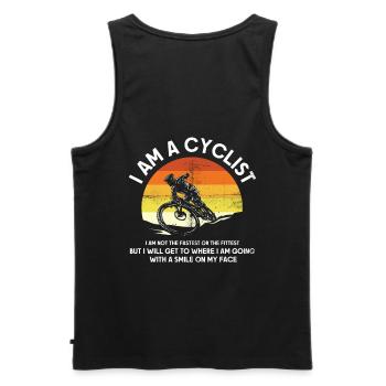 I am a cyclist design for a bike tour - Men's Premium Organic Tank Top - black - Back - AI Model Male 178 light (178cm)