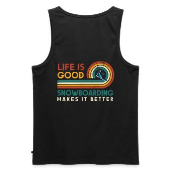 Das Leben Ist Gut Snowboarden Macht Es Besser Für - Männer Premium Bio Tank Top - Schwarz - Hinten - AI Model Male 178 light (178cm)