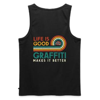 Life is good geometry makes it better - Men's Premium Organic Tank Top - black - Back - AI Model Male 178 light (178cm)