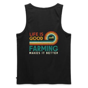 Life is good. Agriculture makes it better - Men's Premium Organic Tank Top - black - Back - AI Model Male 178 light (178cm)