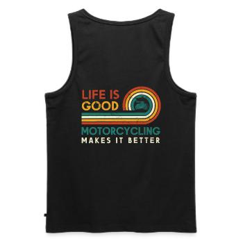 Das Leben Ist Gut Motorradfahren Macht Es Besser - Männer Premium Bio Tank Top - Schwarz - Hinten - AI Model Male 178 light (178cm)