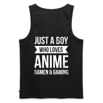 Juste un garçon qui aime les ramen et les jeux d’anime - Débardeur bio Premium Homme - noir - Dos - AI Model Male 178 light (178cm)