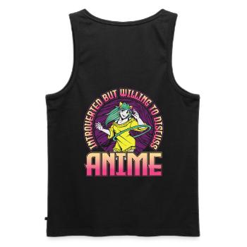 Introvertiert, Aber Bereit, Über Anime Zu - Männer Premium Bio Tank Top - Schwarz - Hinten - AI Model Male 178 light (178cm)