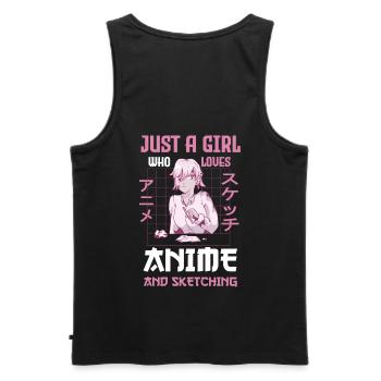 Just A Girl Who Loves Anime And Sketching - Men's Premium Organic Tank Top - black - Back - AI Model Male 178 light (178cm)