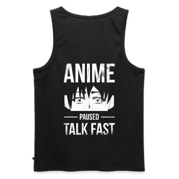 Anime Paused Quick Design For - Men's Premium Organic Tank Top - black - Back - AI Model Male 178 light (178cm)