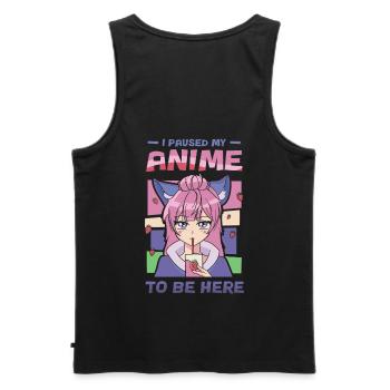 I stopped my anime to design here - Men's Premium Organic Tank Top - black - Back - AI Model Male 178 light (178cm)