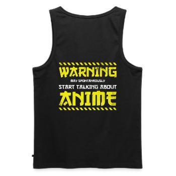 Warnung Kann Spontan Anfangen Zu Sprechen - Männer Premium Bio Tank Top - Schwarz - Hinten - AI Model Male 178 light (178cm)