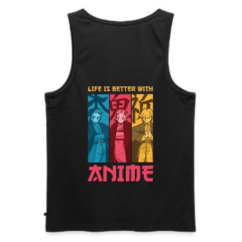 Life Is Better with Anime Design For Japanese - Men's Premium Organic Tank Top - black - Back - AI Model Male 178 light (178cm)
