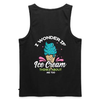 Je me demande si Ice Cream for Frozen et moi - Débardeur bio Premium Homme - noir - Dos - AI Model Male 178 light (178cm)