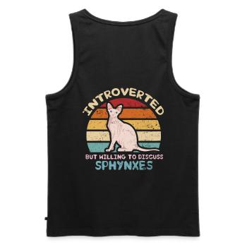 Introverted, But Ready to Talk About Sphynxes - Men's Premium Organic Tank Top - black - Back - AI Model Male 178 light (178cm)