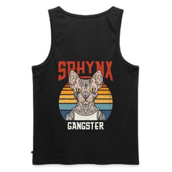 Sphynx-gangster-vintager Retro-entwurf Für Sphynx - Männer Premium Bio Tank Top - Schwarz - Hinten - AI Model Male 178 light (178cm)