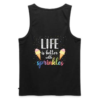 La vie est meilleure avec des saupoudrages pour frozen sweet fan - Débardeur bio Premium Homme - noir - Dos - AI Model Male 178 light (178cm)
