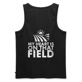 My heart is on this field design for farmer - Men's Premium Organic Tank Top - black - Back - AI Model Male 178 light (178cm)