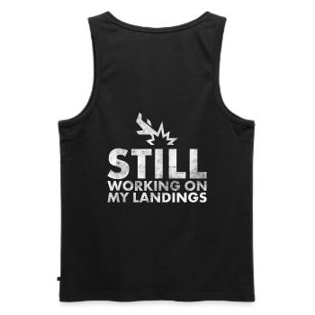 I'm Still Working on My Landing Design - Men's Premium Organic Tank Top - black - Back - AI Model Male 178 light (178cm)