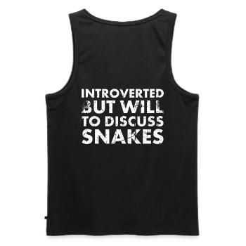Introverted but ready to queue up for - Men's Premium Organic Tank Top - black - Back - AI Model Male 178 light (178cm)