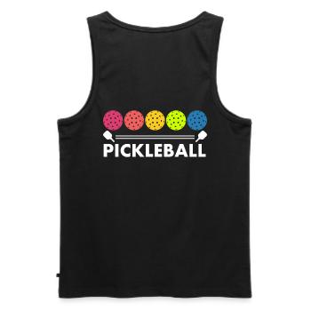 Pickleball design for Pickleball players or - Men's Premium Organic Tank Top - black - Back - AI Model Male 178 light (178cm)