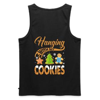 Accrocher avec mes biscuits pour les boulangers ou les fans de pâtisserie - Débardeur bio Premium Homme - noir - Dos - AI Model Male 178 light (178cm)