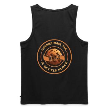 Cookies Make The World A Better Place To - Men's Premium Organic Tank Top - black - Back - AI Model Male 178 light (178cm)