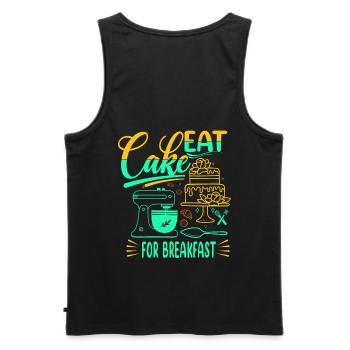 Mangez des gâteaux pour le petit-déjeuner pour les boulangers ou - Débardeur bio Premium Homme - noir - Dos - AI Model Male 178 light (178cm)
