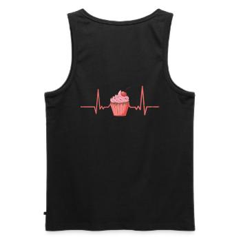 Heartbeat Cup Cake For Bakers Or Baking Fans - Men's Premium Organic Tank Top - black - Back - AI Model Male 178 light (178cm)