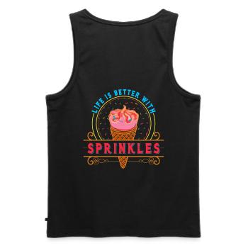 La vie est meilleure avec des saupoudrages pour frozen sweet fan - Débardeur bio Premium Homme - noir - Dos - AI Model Male 178 light (178cm)