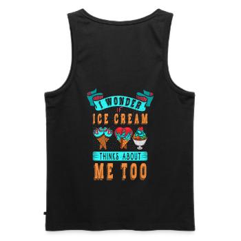 Je me demande si Ice Cream for Frozen et moi - Débardeur bio Premium Homme - noir - Dos - AI Model Male 178 light (178cm)