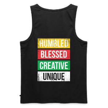 Humbled Blessed Creative Unique For Pride African - Men's Premium Organic Tank Top - black - Back - AI Model Male 178 light (178cm)