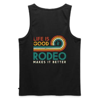Das Leben Ist Gut Rodeo Macht Es Besser Design Für - Männer Premium Bio Tank Top - Schwarz - Hinten - AI Model Male 178 light (178cm)