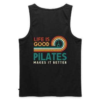 Life is good, Pilates makes it better for - Men's Premium Organic Tank Top - black - Back - AI Model Male 178 light (178cm)